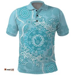 Blue Australia Lizard With Aboriginal Art Polo Shirt