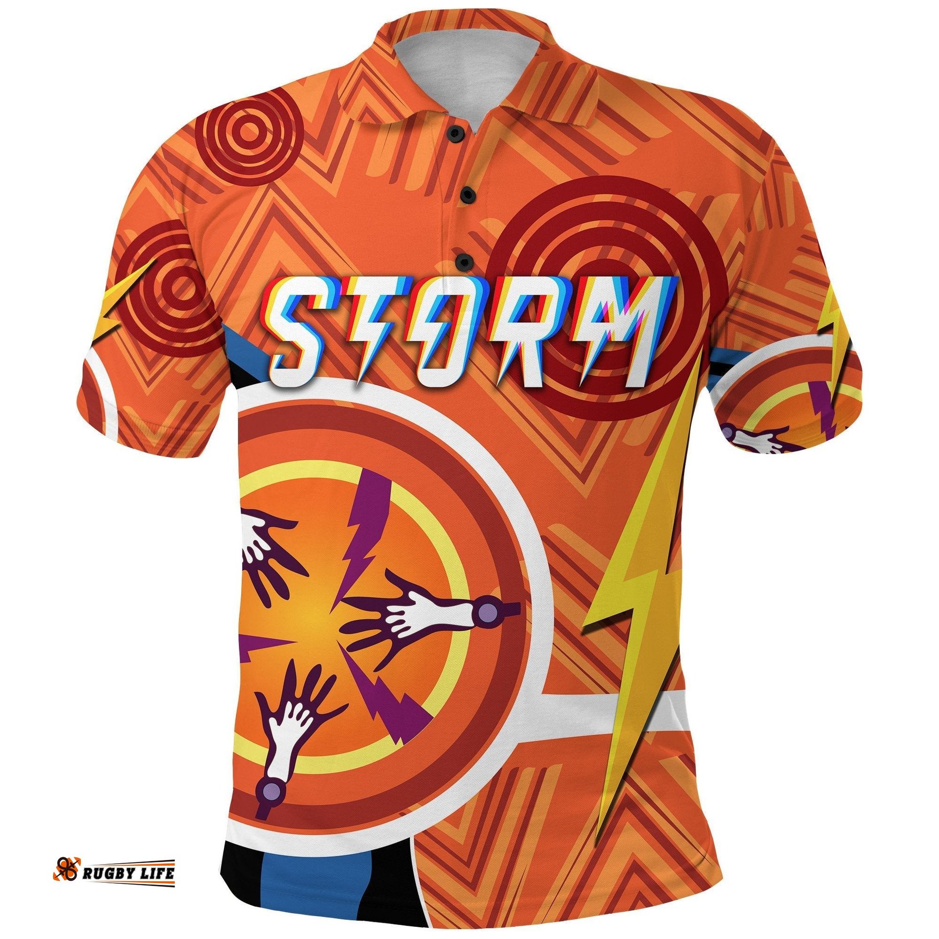 Melbourne Storm Polo Shirt Simple Indigenous - Orange