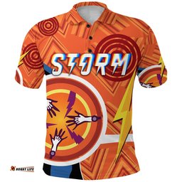 Melbourne Storm Polo Shirt Simple Indigenous - Orange