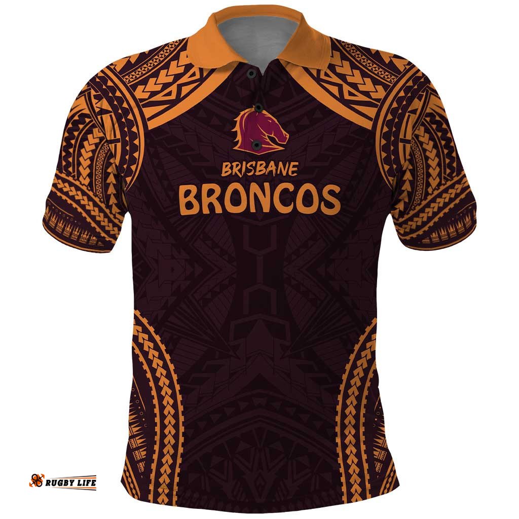 Custom Broncos Rugby Polo Shirt With Polynesian Style