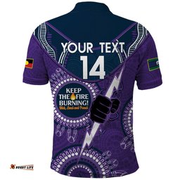 Custom NRL Storm NAIDOC Week Polo Shirt Keep The Fire Burning Indigenous Art