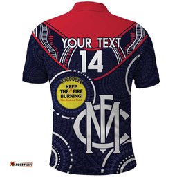 Custom AFL Demons NAIDOC Week Polo Shirt Keep The Fire Burning Indigenous Art