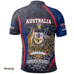 Aboriginal Polo Shirt, Australian Coat of Arms - Aussie Spirit