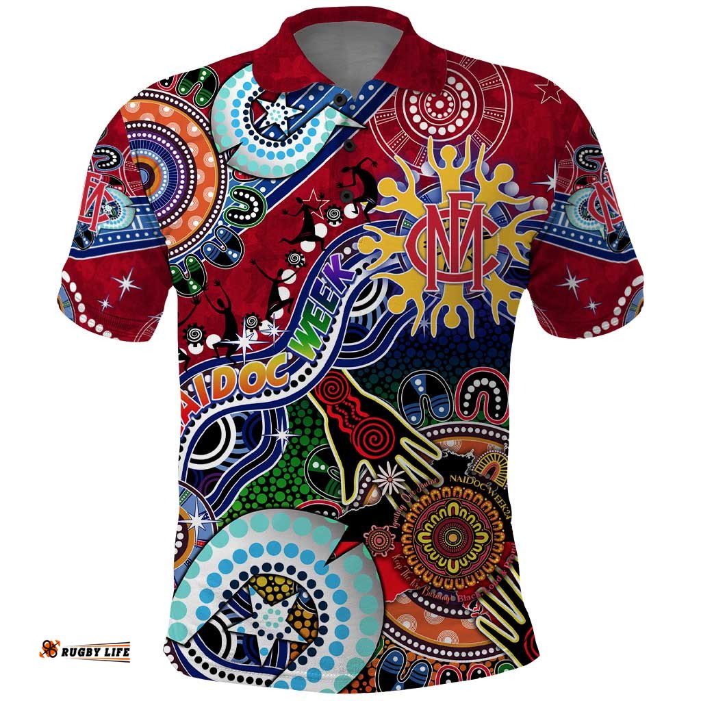 Custom NAIDOC Week 2024 Melbourne Demons Polo Shirt Australia Aboriginal Dot Painting