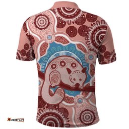 Blush Pink Australia Possum Polo Shirt Indigenous Art