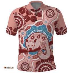 Blush Pink Australia Possum Polo Shirt Indigenous Art