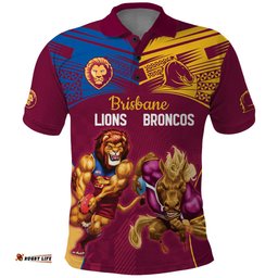Custom Brisbane Broncos and Lions Polo Shirt Together Sporty Style