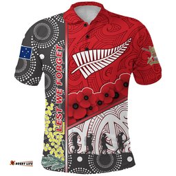 Custom Personalised Anzac Day - Lest We Forget Polo Shirt Australia Indigenous and New Zealand Maori - Red