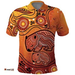 Australia Wombat Polo Shirt Indigenous Art
