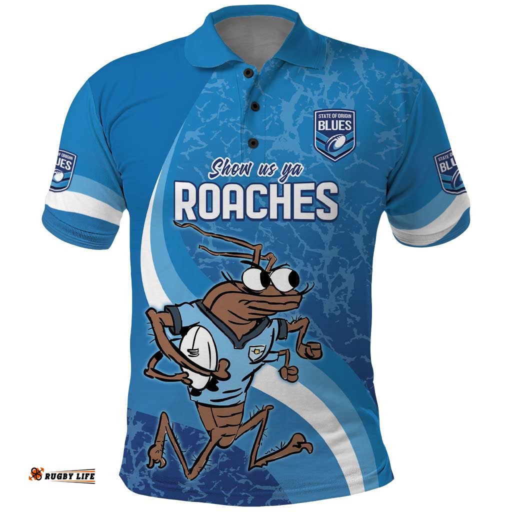 Custom NSW Cockroaches Blues Polo Shirt New South Wales Origin No1