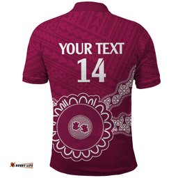 Custom QLD Maroons Rugby Polo Shirt Aussie Aboriginal Mix Polynesian Pattern