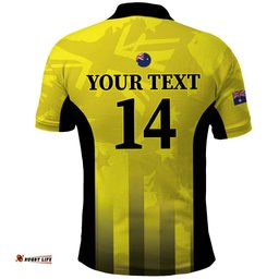 Custom Australia Cricket Polo Shirt 2024 World Cup Go Aussie - Gold Version