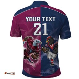 Roosters-Sea Eagles Rugby Custom Polo Shirt Half Grunge Style