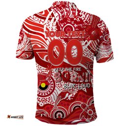 Custom NAIDOC Week 2024 Swans Polo Shirt Aboriginal Animals Keep The Fire Burning