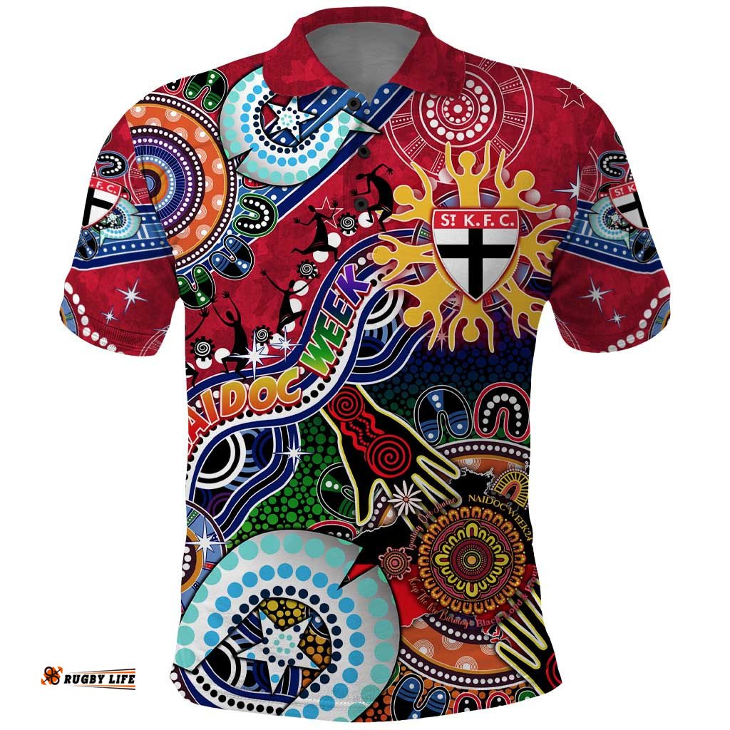 Custom NAIDOC Week 2024 St Kilda Saints Polo Shirt Australia Aboriginal Dot Painting