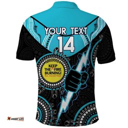 Custom AFL Power NAIDOC Week Polo Shirt Keep The Fire Burning Indigenous Art