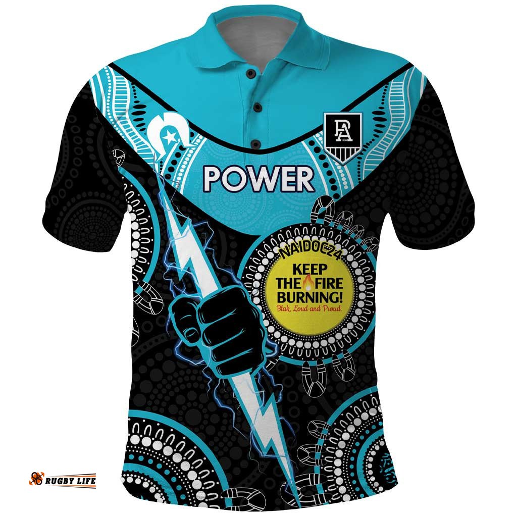 Custom AFL Power NAIDOC Week Polo Shirt Keep The Fire Burning Indigenous Art