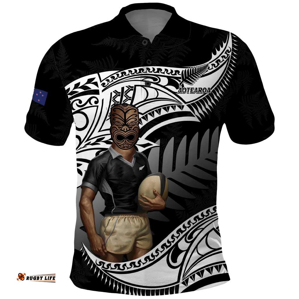 Custom New Zealand Silver Fern Rugby Polo Shirt 2024 Aotearoa Maori Mascot Go All Black
