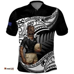 Custom New Zealand Silver Fern Rugby Polo Shirt 2024 Aotearoa Maori Mascot Go All Black