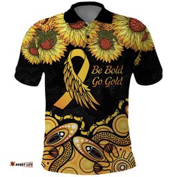 Be Bold Go Gold Aboriginal Ribbon Childhood Personalised Polo Shirt