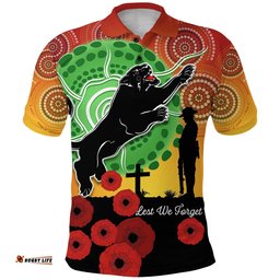 Panthers Anzac Day Polo Shirt Mix Indigenous Lest We Forget