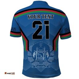 Custom Afghanistan Cricket Polo Shirt Afghan Coat Of Arm with Special Flag
