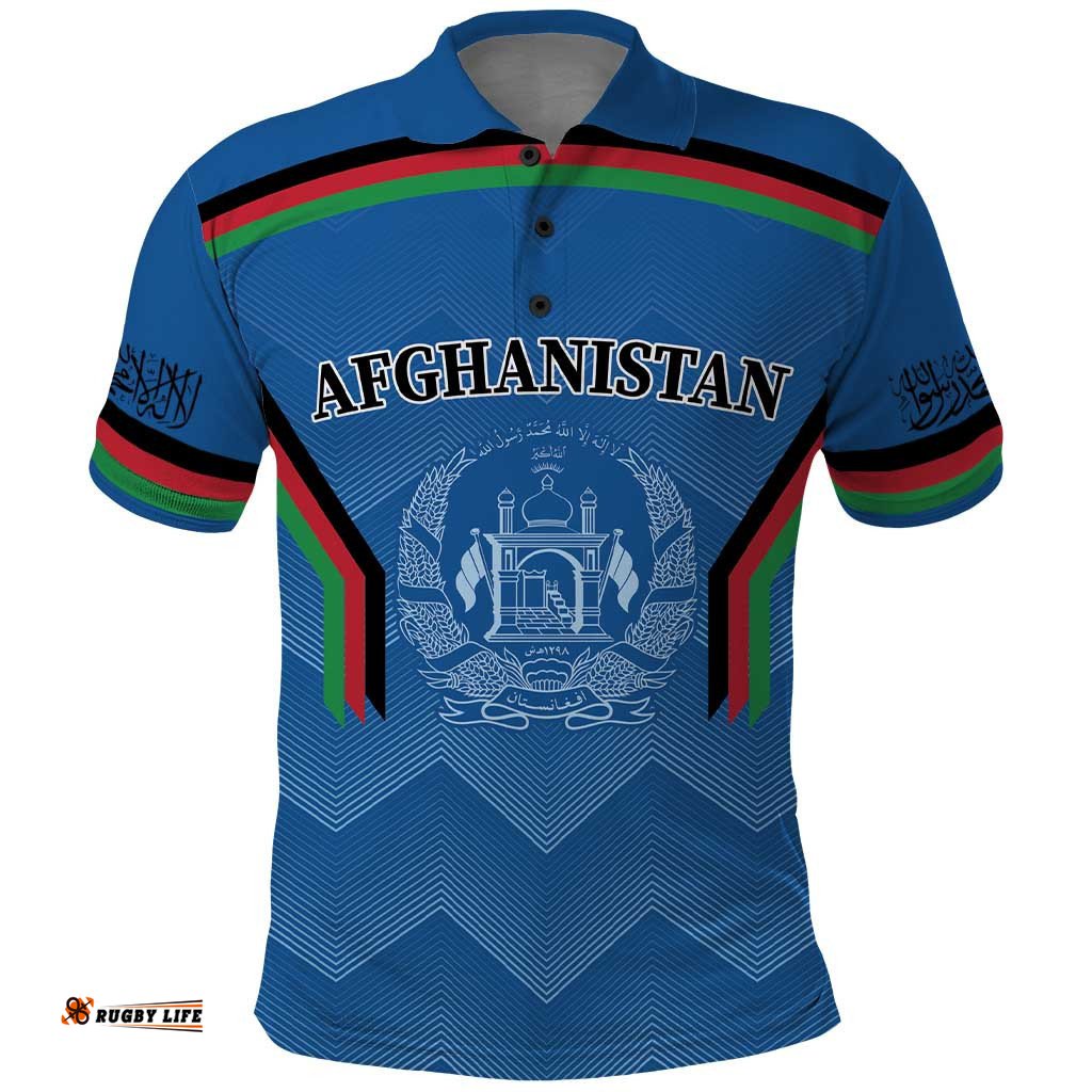 Custom Afghanistan Cricket Polo Shirt Afghan Coat Of Arm with Special Flag