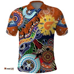 Custom NAIDOC Week 2024 GWS Giants Polo Shirt Australia Aboriginal Dot Painting