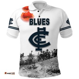 Custom Personalised Carlton Polo Shirt Blues Original Style - White, Custom Text And Number