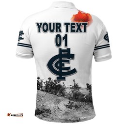 Custom Personalised Carlton Polo Shirt Blues Original Style - White, Custom Text And Number