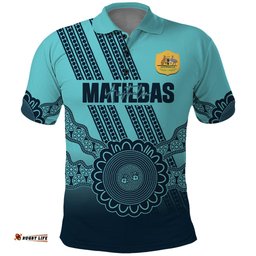 Custom Australia Matildas Polo Shirt Aussie Aboriginal Turquoise Version