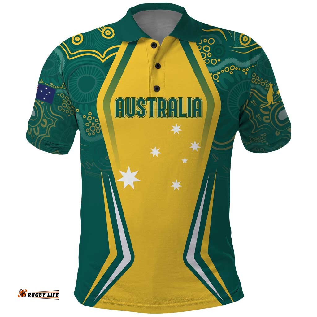Australia 2024 Olympics Custom Polo Shirt Rise of the Roos Aborignal Style