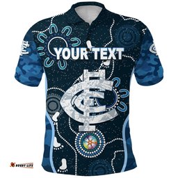 Custom Personalised Carlton Polo Shirt Blues Anzac Day Unique Indigenous