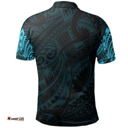 Hei Matau Maori Tattoo Polo Shirt Blue
