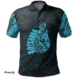 Hei Matau Maori Tattoo Polo Shirt Blue