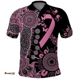 Personalised Aboriginal Ribbons Polo Shirt Beautiful Butterflies Breast Cancer Awareness