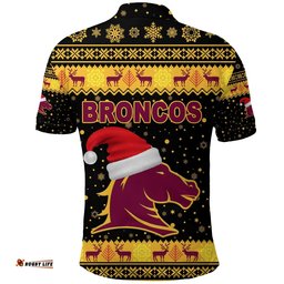 Brisbane Polo Shirt Broncos Christmas Nice Abs - Black