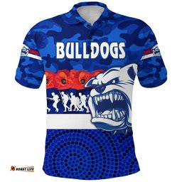 Western Bulldogs Polo Shirt Anzac Day Poppy Flower