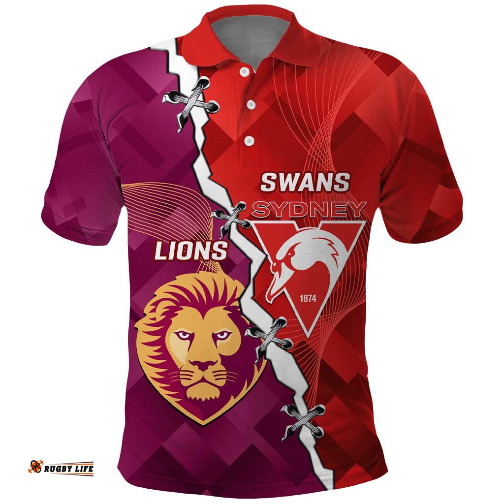 Custom Swans And Lions Football Polo Shirt 2024 Go Champions Final Dynamic Version