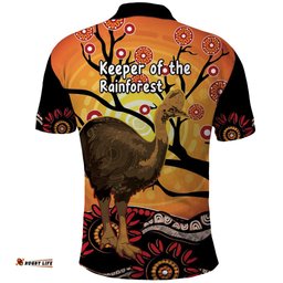 Keeper Of The Rainforest Cassowary Polo Shirt Aboriginal Art