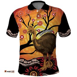 Keeper Of The Rainforest Cassowary Polo Shirt Aboriginal Art