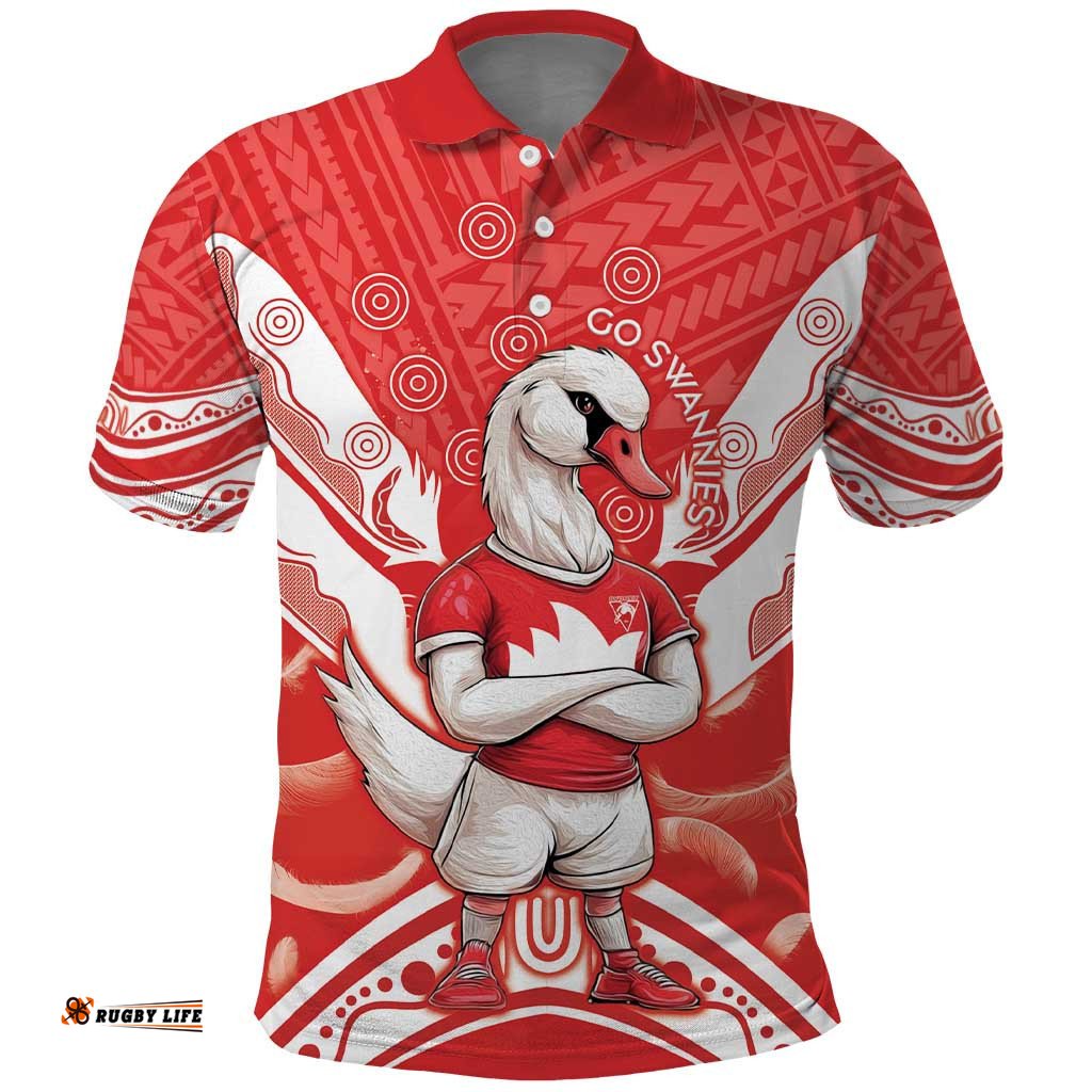 Personalised Swans Football Polo Shirt 2024 Swannies Mascot Go Champions