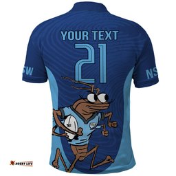 Custom New South Wales Rugby Polo Shirt Blues Cockroach Origin Sporty
