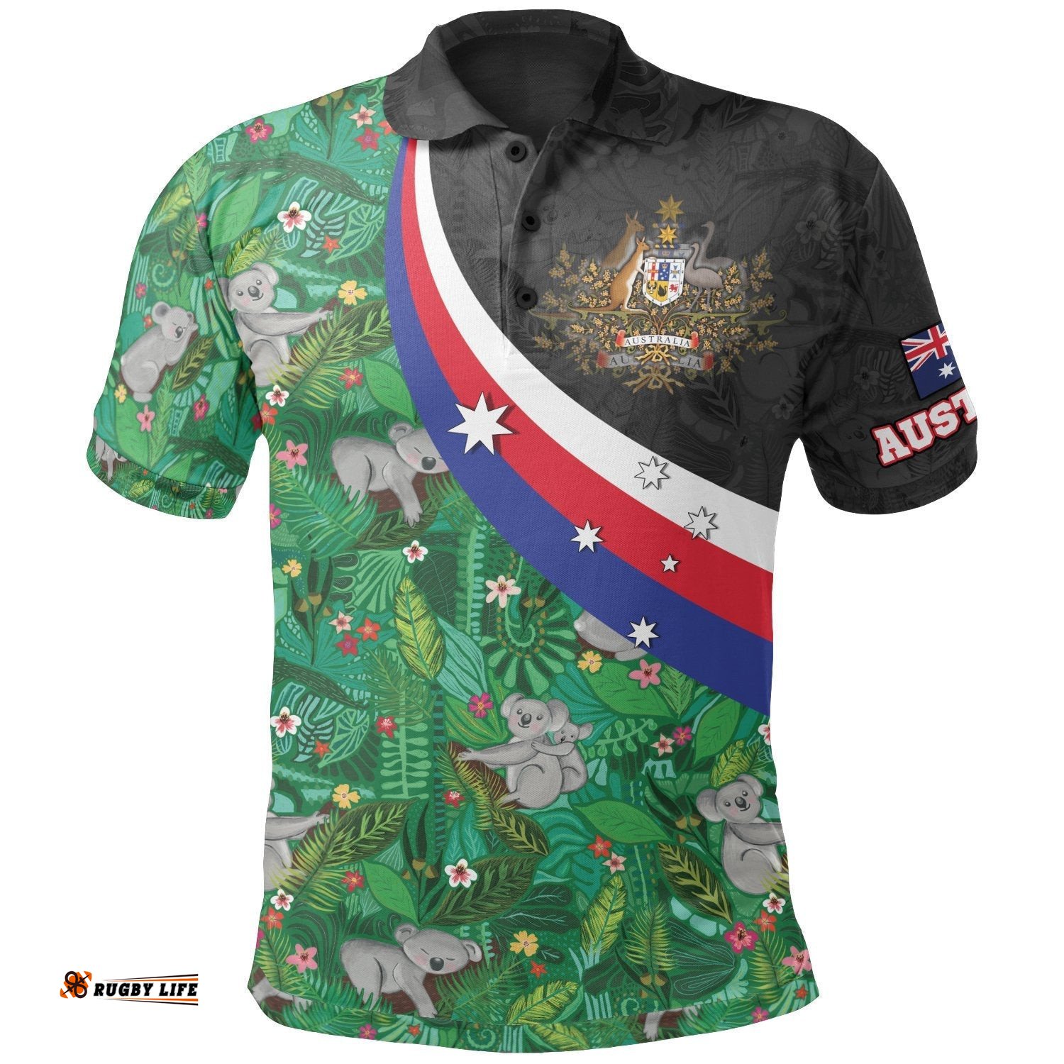 Polo Shirt, Australia Coat Of Arms with Koala Patterns-