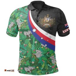 Polo Shirt, Australia Coat Of Arms with Koala Patterns-
