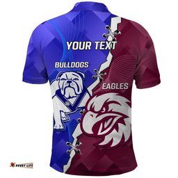 Personalised Bulldogs And Eagles Rugby Polo Shirt Dynamic Style