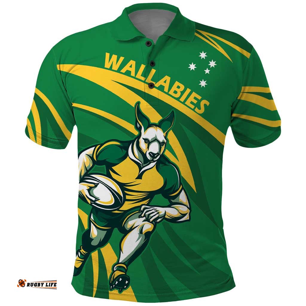 Personalized Australia Rugby Champion Polo Shirt Wallabies Mascot with Sporty Style