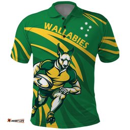 Personalized Australia Rugby Champion Polo Shirt Wallabies Mascot with Sporty Style