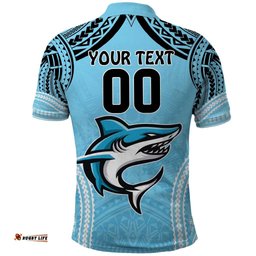 Sharks Rugby Custom Polo Shirt With Polynesian Style