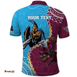 Personalised Eagles And Titans Rugby Polo Shirt Aboriginal Mix Polynesian Pattern